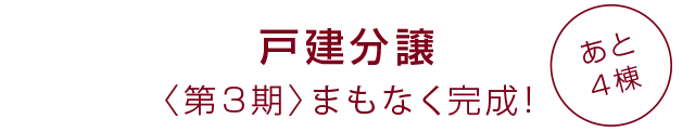 戸建分譲 〈第2期〉堂々完成! あと5棟
